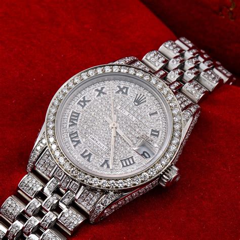 silver rolex with diamonds mens|Rolex men's watch diamond bezel.